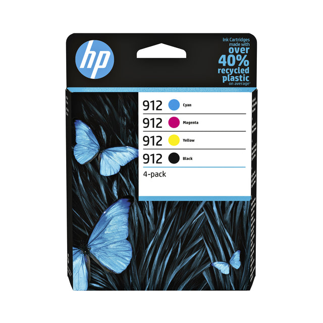 HP - Cartouche d'encre 6zc74ae 912 noire + 3 couleurs
