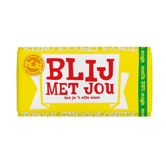 Tony's Chocolonely - Barre de nougat au chocolat et au lait Happy with You 180g | 15 pièces