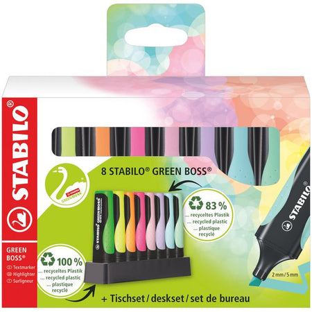 STABILO - Surligneur GREEN BOSS 6070/8 pastel assortis set de bureau de 8 pcs