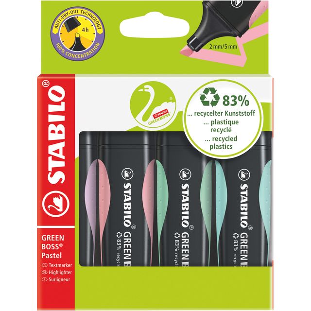 Stabilo - Surligneur GREEN BOSS 6070/4 pastel assorti étui de 4 pièces