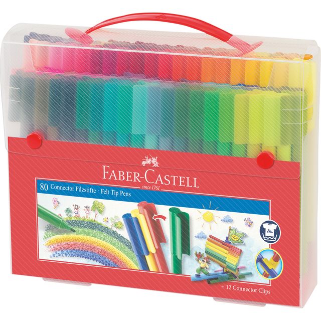Faber Castell -  Kleurstift faber-castell connector 80st cadeauset | 12 stuks