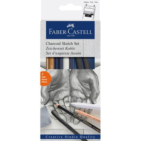 Faber Castell - Ensemble Faber-Castell charbon de bois 7 pièces | 66 pièces