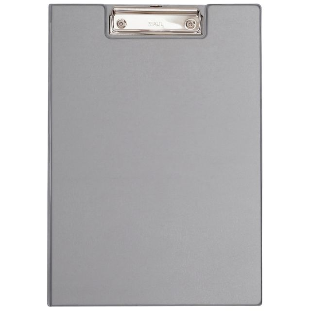 MAUL - Porte-bloc A4 portrait avec passant pour stylo PVC gris argenté | 12 pièces