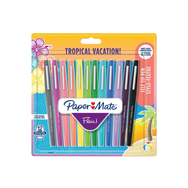 Paper Mate - Fineliner papermate flair tropical m 12st assorti