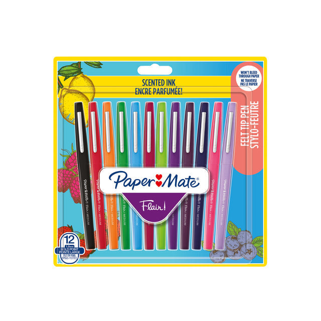 Paper Mate - Fineliner paper mate flair met geur 12 stuks ass