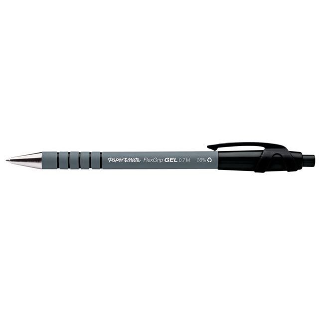 Paper Mate -  Gelschrijver papermate flexgrip m zwart | 12 stuks