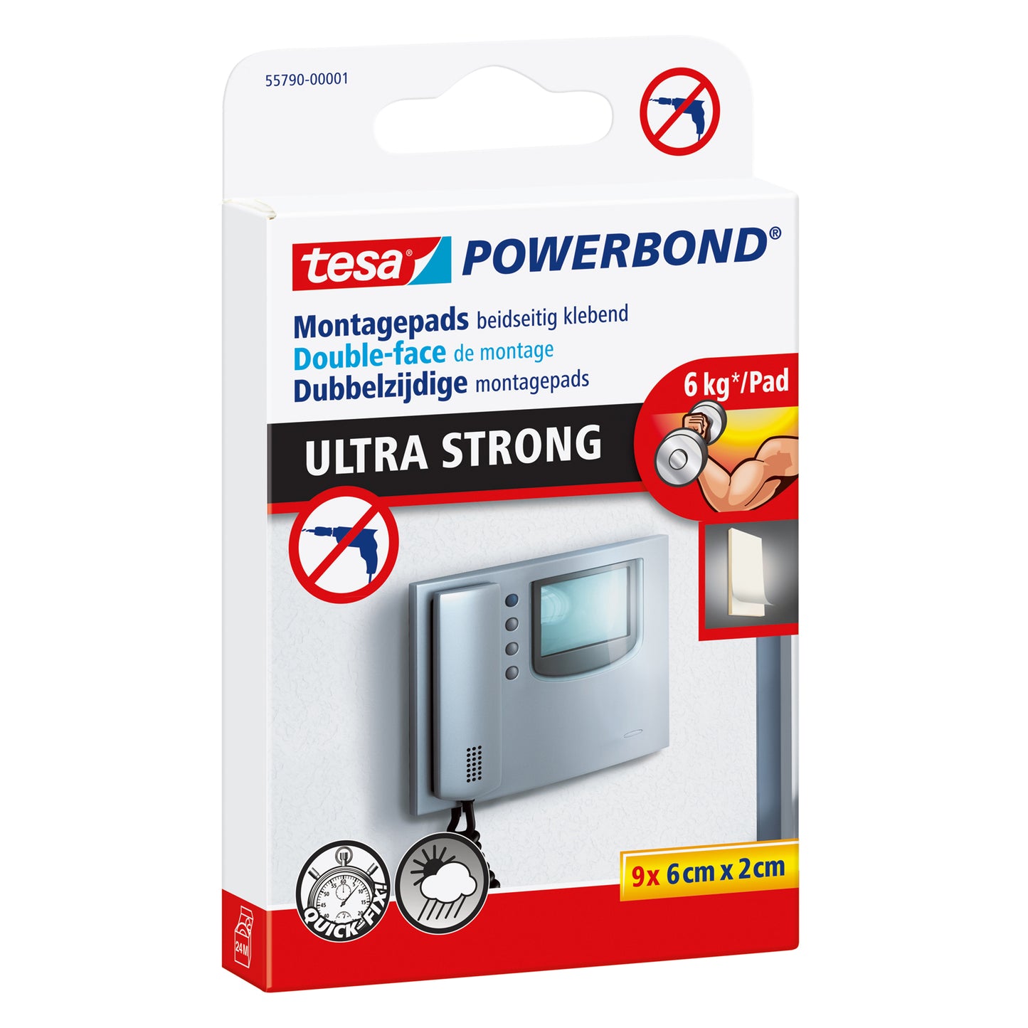 Tesa - Patin de montage ® Powerbond Ultra Strong double face 2x6cm 9 pièces