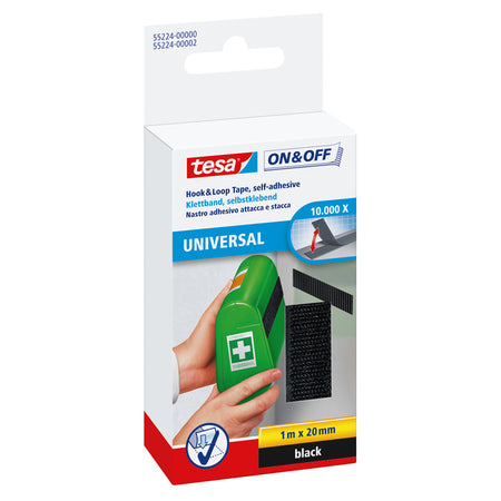 Tesa - Velcro® On Off 1mx20mm selbstklebend schwarz