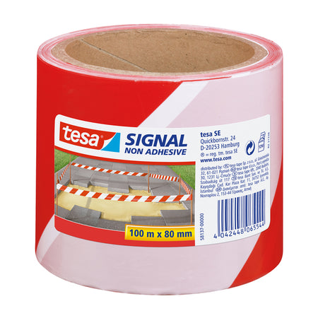Tesa - Ruban d'avertissement et de marquage ® Signal 100mx80mm rouge-blanc | 4 pièces