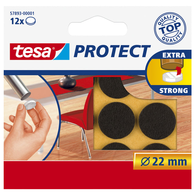 Tesa - Feutre de protection ® Protect anti-rayures Ø22mm marron 12 pièces