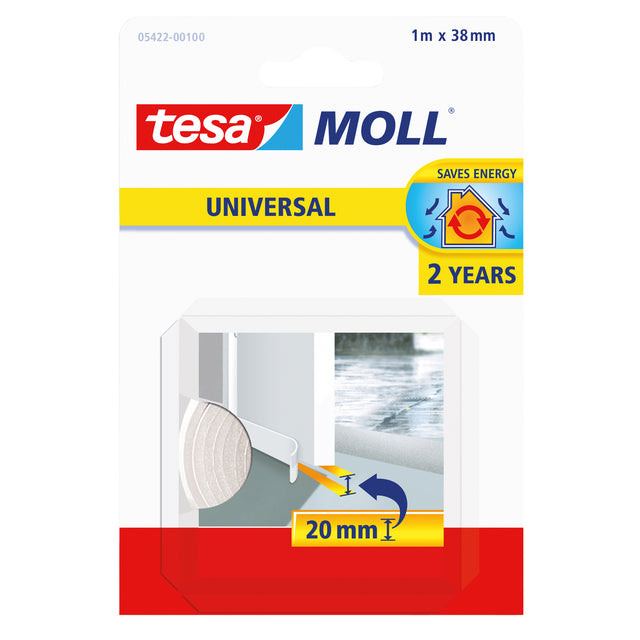 Tesa - Zugluftstreifen moll® Universal Selbstklebend für Tür 1mx38mm weiß
