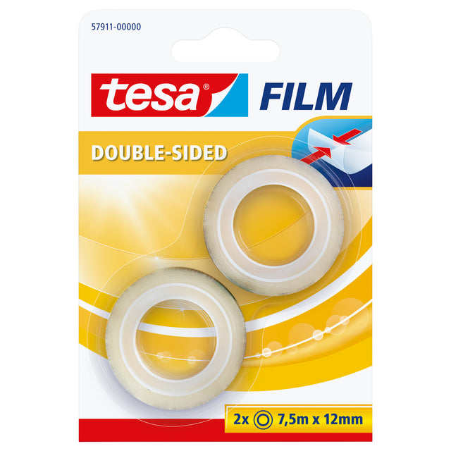 Tesa -  e film dubbelz 7.5mx12mm transparant 2r