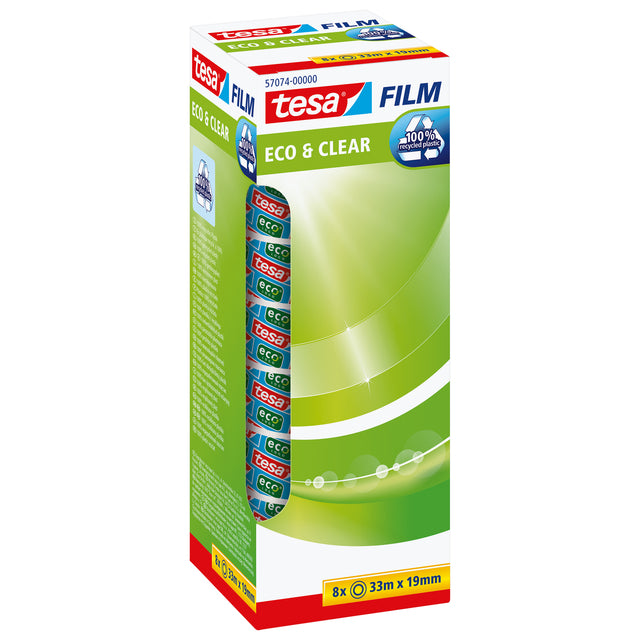 Tesa -  Plakband film® eco clear 33mx19mm transparant 8 rollen | 12 stuks