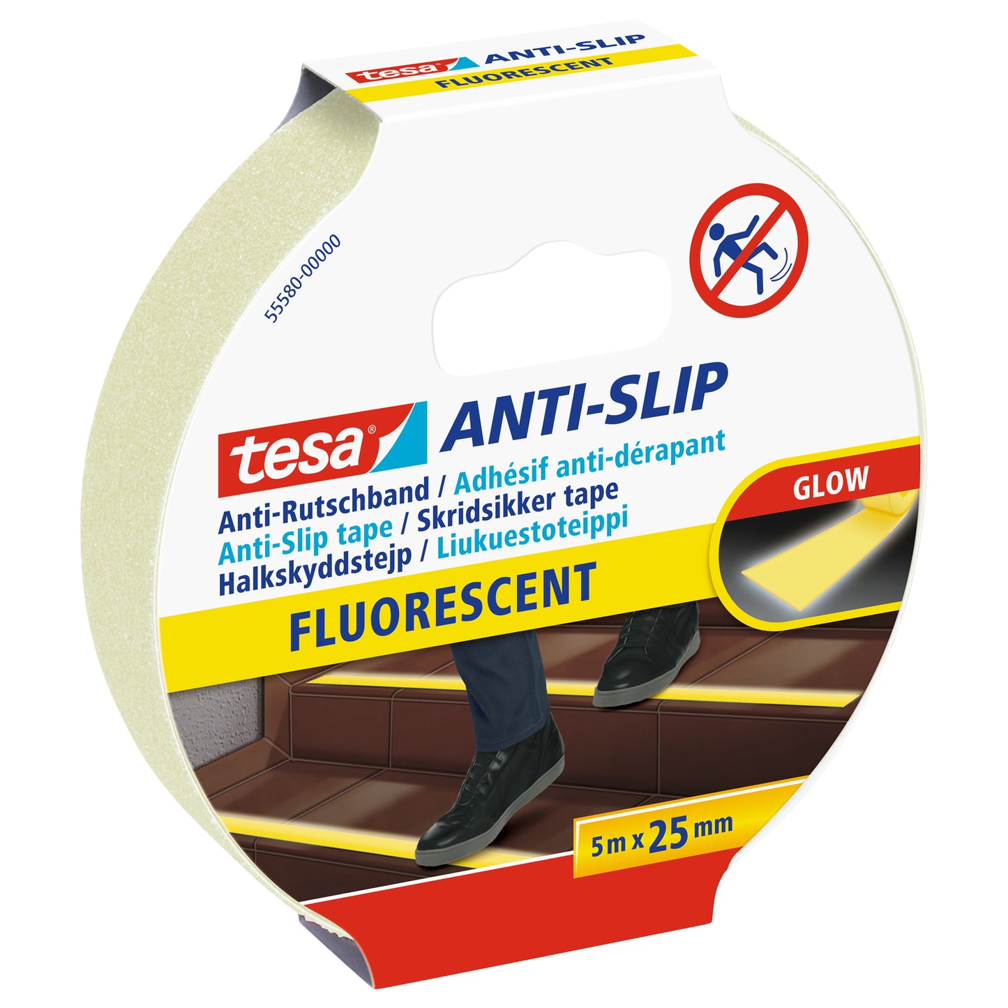 Tesa - Anti-Rutsch e® 5mx25mm fluoreszierend