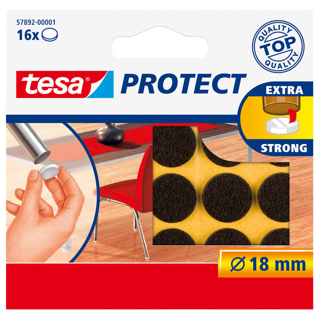 Tesa - Feutre de protection ® Protect anti-rayures Ø18mm marron 16 pièces