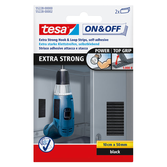 Tesa - Velcro ® On Off extra fort 50mmx10cm noir