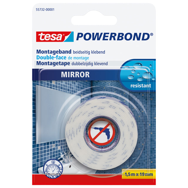 Tesa – Montagee® Powerbond Spiegel doppelseitig 1,5 m x 19 mm