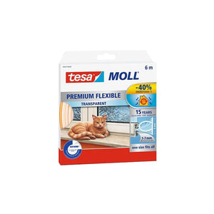 Tesa - Dichtungsstreifen moll® Flexibles Silikon 6mx9mm transparent | 8 Stück