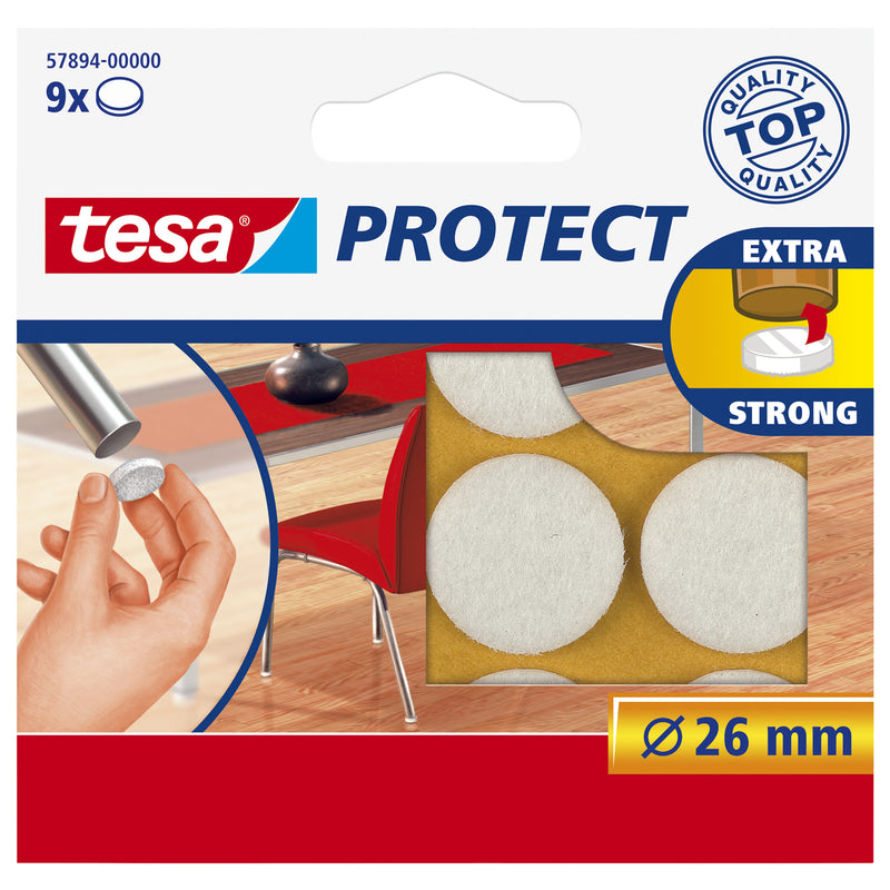 Tesa - Feutre de protection ® Protect anti-rayures Ø26mm blanc 12 pièces