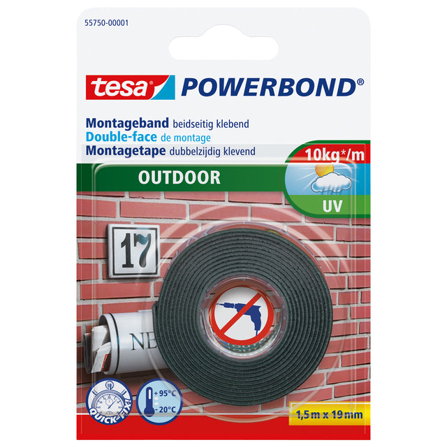 Tesa - Montagee® Powerbond Outdoor doppelseitig 1,5 m x 19 mm