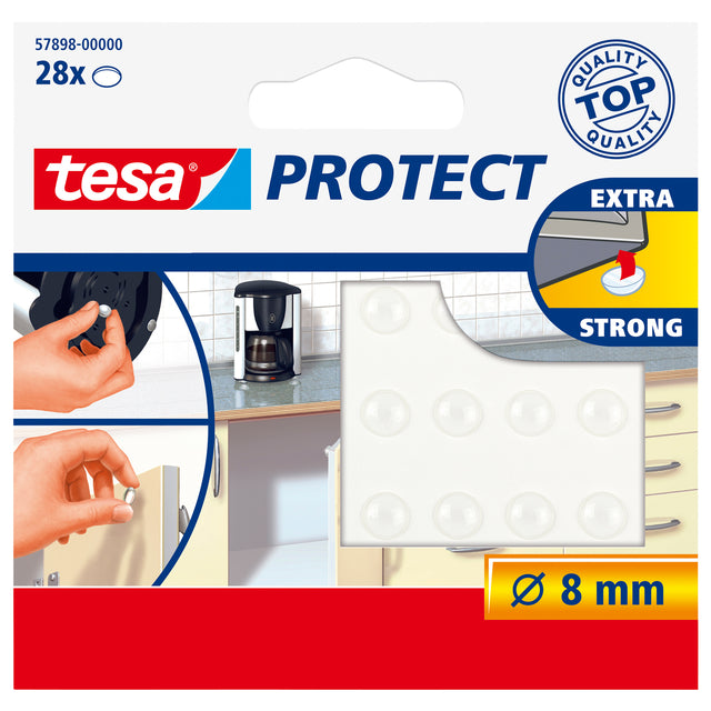 Tesa - Anti-Rutsch- und Schalldämpfer ® Protect rund Ø8mm transparent 28 Stück