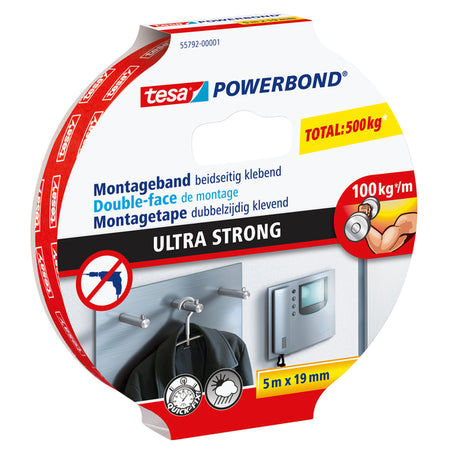 Tesa - Montagee ® Powerbond Ultra résistant double face 5mx19mm blanc | 10 pièces