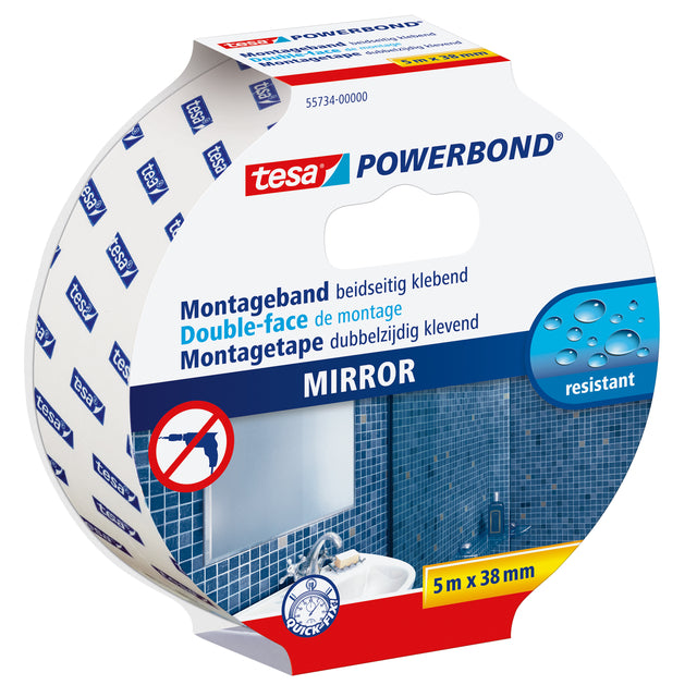 Tesa - Montagee® Powerbond Spiegel doppelseitig 5mx38mm weiß