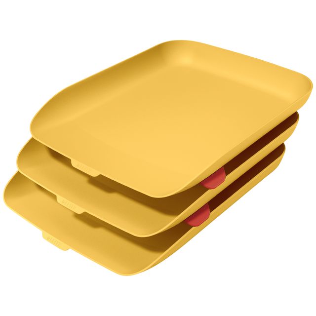 Leitz - Corbeille à courrier Cosy lot de 3 A4 jaune chaud | 104 pièces