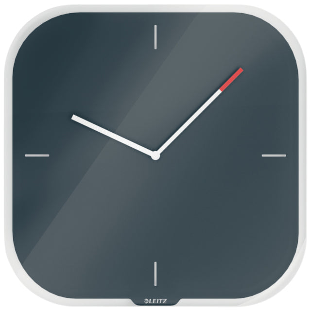 Leitz - Horloge murale Cosy verre gris | 4 pièces