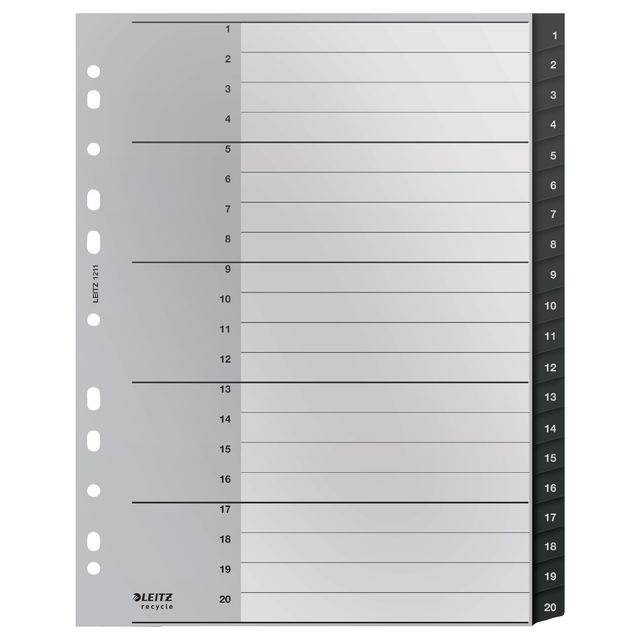 Leitz -  12110000 indextab Numerieke tabbladindex Polypropyleen (PP) Zwart, Wit