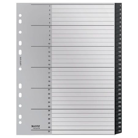 Leitz - Recycle Tab A4 11 trous 1-31 extra large PP | 50 pièces
