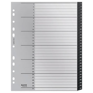 Leitz -  12180000 indextab Numerieke tabbladindex Polypropyleen (PP) Zwart, Wit