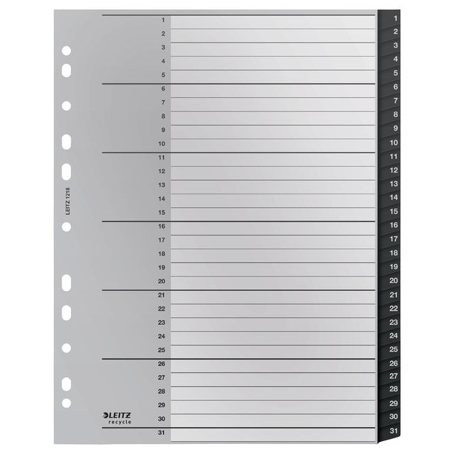 Leitz - Recycle Tab A4 11 trous 1-31 extra large PP | 10 pièces