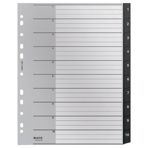 Leitz -  12080000 indextab Numerieke tabbladindex Polypropyleen (PP) Zwart, Wit