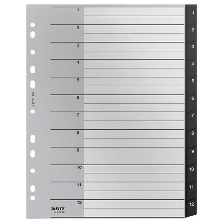Leitz - Recycle Tab A4 11 trous 1-12 extra large PP | 10 pièces