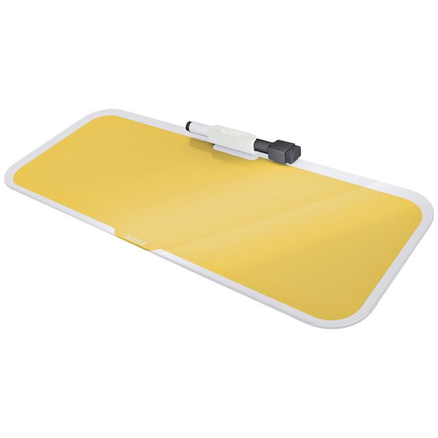 Leitz - Pad de bureau en verre Leitz jaune confortable