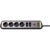 Brennerstuhl - Prise de bureau Estilo 6 prises dont 2 USB 2 mètres noir/argent