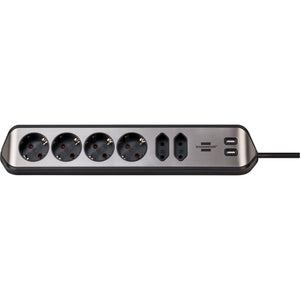Brennenstuhl -  Stekkerdoos  estilo 6vdig usb 2m zwart