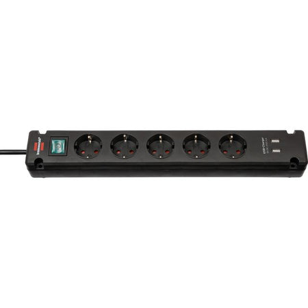 Brennerstuhl - Multiprise Bremounta 5 prises dont 2 USB 3 mètres noir