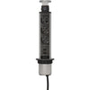 Brennerstuhl - Tour multiprise 3 prises dont 2 USB 2 mètres noir/argent