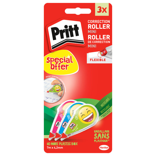 Pritt -  Correctiee mini flex 4,2mmx7m Emoji blister 2+1 gratis | 10 stuks