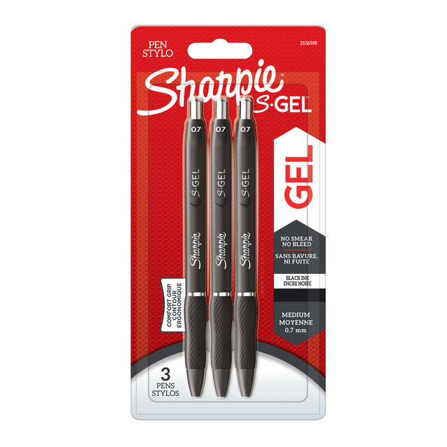 Sharpie -  Gelschrijver ie S-gel medium zwart blister à 3 stuks