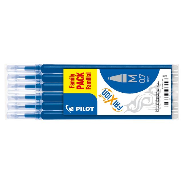 Pilot - Recharge stylo roller friXion bleu moyen lot de 6 pièces