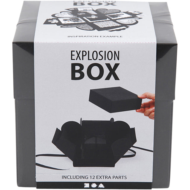 CreoTime - Explosion Box Creativ Company 12x12x12cm noir | 4 pièces