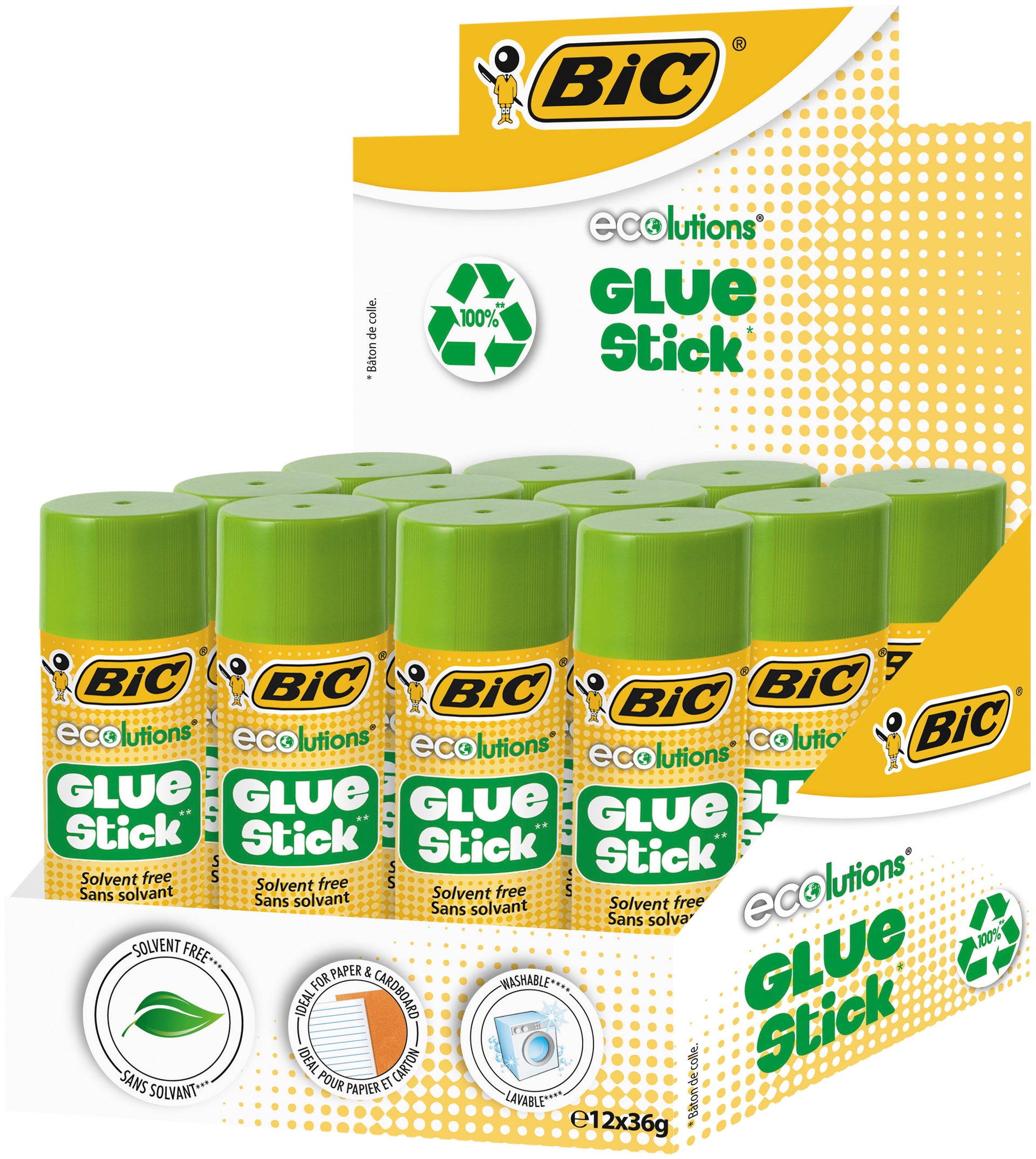 BIC - Bâton de colle ecolutions 36gr boîte de 9+3 offertes | 16 pièces