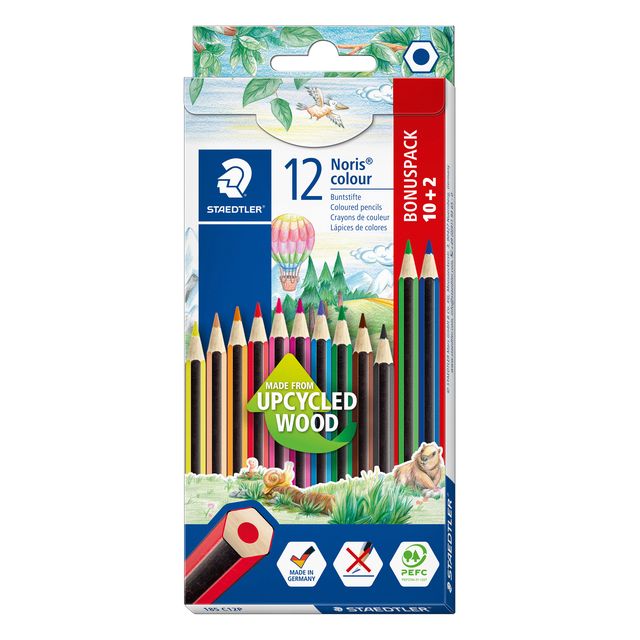 Staedtler - Crayon de couleur Noris 185 coffret de 10+2 couleurs offert