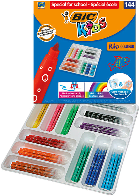 Bickids - Marqueurs de couleur Kids couleur medium boîte scolaire assortie de 144 pièces