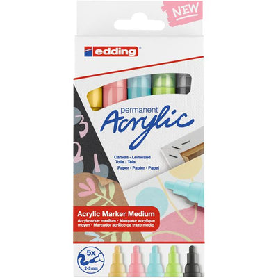 Edding -  Acrylmarker  e-5100 m pastel assorti 5st | 8 stuks