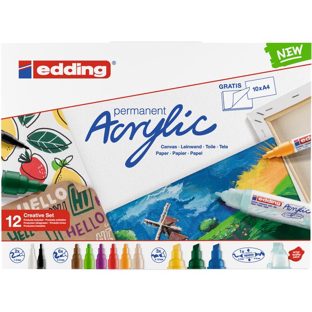 Edding -  Acrylmarker  terskit groot creatief | 4 stuks