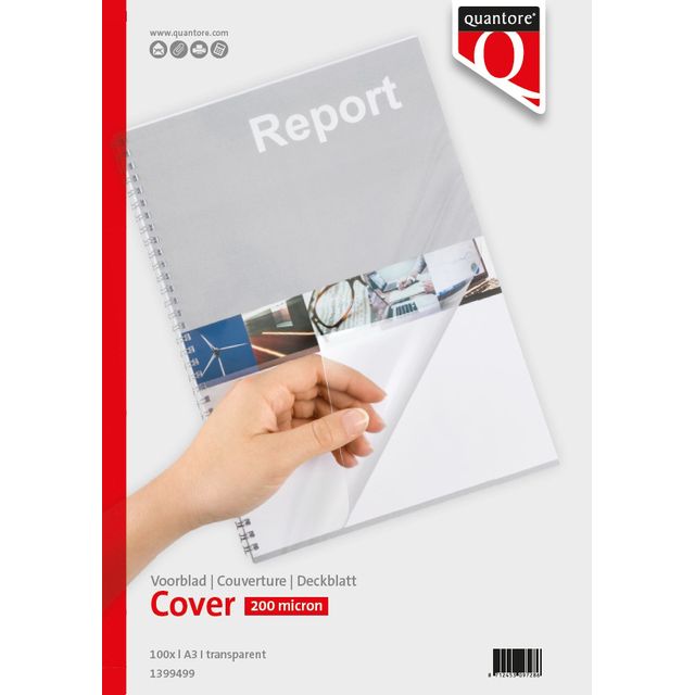 Quantore - Deckblatt A3 PVC 200 Mikron transparent 100 Stück